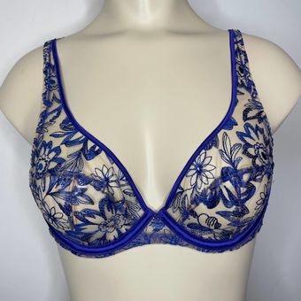 MYLA London Bra 34B Blue Lace Floral Underwire Sheer Unlined Feminine  Intimates Size undefined - $35 - From Twisted