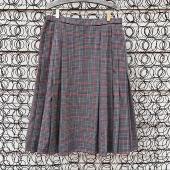 Pendleton Vintage 100% virgin wool red and blue plaid pleated skirt