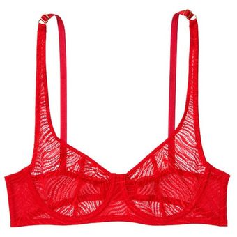 Victoria's Secret 38. Very Sexy Unlined Zebra Lace Balconette Bra Red Size  32DD - $60 New With Tags - From MyRandom