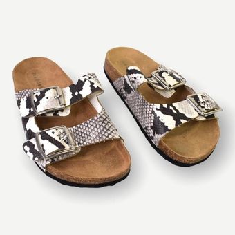 Buckle Faux Leather Sliders