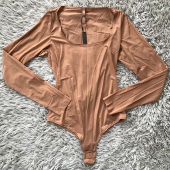 SKIMS Jelly Sheer Long Sleeve Thong Bodysuit in Sienna Size L - $80 New  With Tags - From Matilda