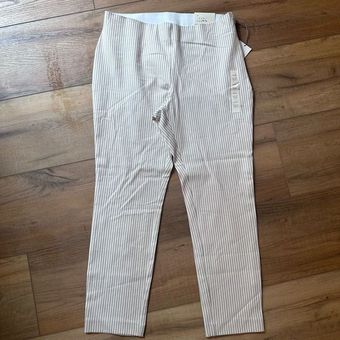 A New Day Dress Pants 12 Cream Tan Stripe Skinny Ankle Slacks