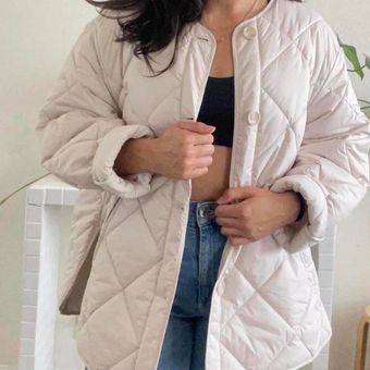 H&M Quilted Collarless Jacket White Size L - $34 (57% Off Retail) - From  Shayla