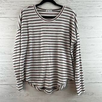 Rag and Bone White Striped Print Long Sleeve Top Size M Size M