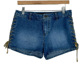 Mudd Side Tie Lace Up Cotton Denim Jean Shorts Y2K Low Rise Size: 9 Size  undefined - $28 - From Monadnock