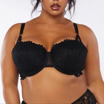 Savage X Fenty Savage Not Sorry Lightly Lined Lace Balconette Bra 38DDD  Black Size undefined - $34 - From Second