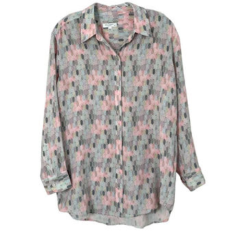 Equipment Femme Womens Pastel Silk Geometric Button Down Shirt Multi-Color  Small - $71 - From Melissa