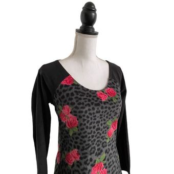 Betsey Johnson Intimates Leopard & Rose Print Fleece Sleep Shirt Ladies  Small - $19 - From Katrina