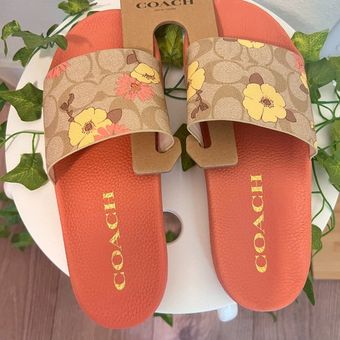 Coach Uli Sport Slide In Signature Canvas With Floral Print CI123