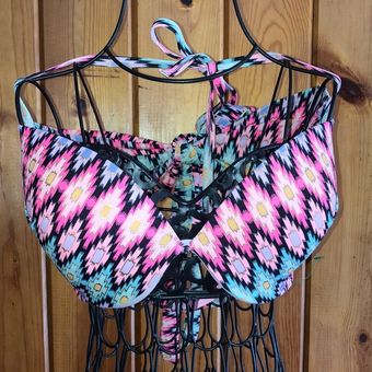 Victoria's Secret bikini top the wrap halter top Aztec print size 34DD swim  wear - $27 - From Paydin