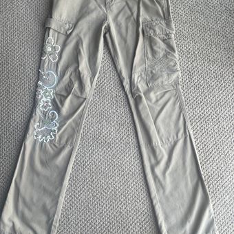 DaNang Beige Silk Cargo Pants With Floral Embroidery Size M - $90 - From HC