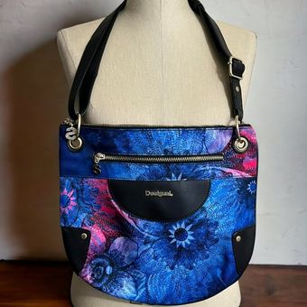 Pink Flower Printed Crossbody Tote