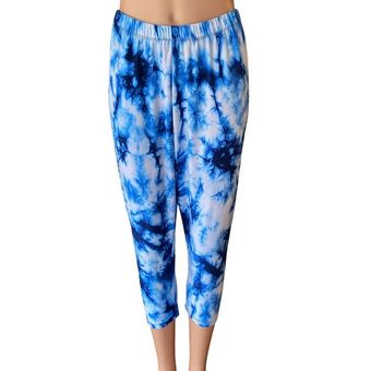 Eye Candy Blue & White Tie Dye Leggings ~ Ladies Plus Size 2X