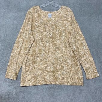 Chico's Top Womens Extra Large Beige Pink Snake Print Long Sleeve Pullover  Top 3 Size XL - $21 - From Angela