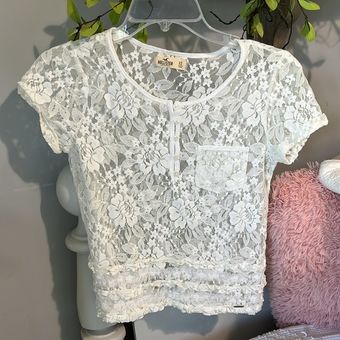 Hollister White Lace Top Womens XS Sheer Romantic - $19 - From Debbie