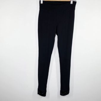 Hue Solid Black Pleated Pull On Velvet Hem Leggings Women's Size Small S -  $18 - From Taylor