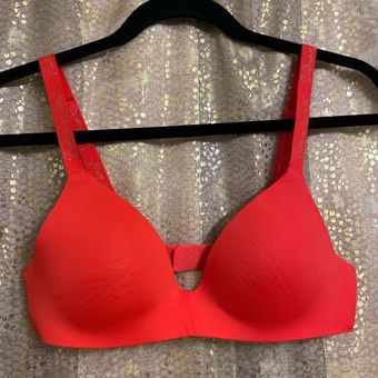 Victoria's Secret Red T Shirt Lightly Lined Logo Strap Wireless Bra 34B  Size undefined - $22 - From Jessica