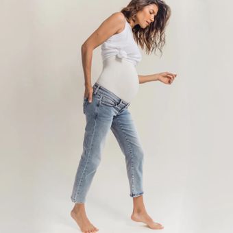 BLANQI Maternity Belly Support Straight Crop Jeans