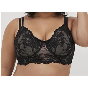 Women's Long Line Underwire Bra - Semi-Sheer Lace / Spaghetti