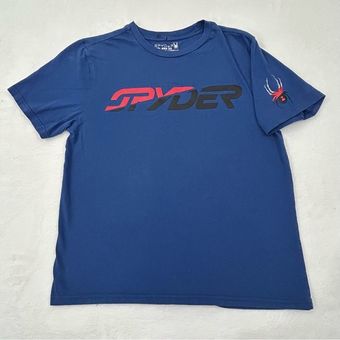 Spyder Spell out Logo Blue Athletic Activewear Short Sleeve Tee Shirt  Women's M Size M - $11 - From Ryan