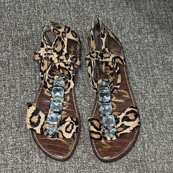 Sam Edelman animal print bejeweled sandals Size undefined 32