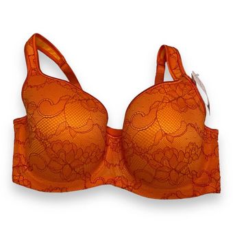 Cacique Lane Bryant Womens Bra 38DD Orange Balconette Lace