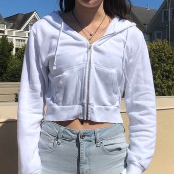 Brandy Melville Crystal Hoodie White - $40 - From C