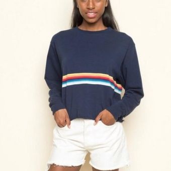 J. Galt Brandy Melville White Long Sleeve Shirt With Stripes