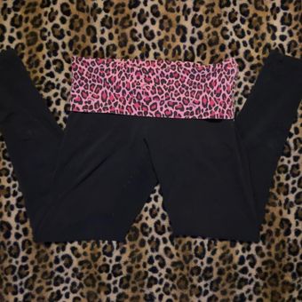 PINK Victoria's Secret, Pants & Jumpsuits, Pink Love Pink Foldover Yoga  Black And Burgundy Flare Pants