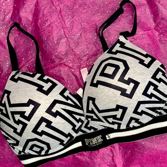 PINK Victoria Secret Bra Size 34DD Gray and Black