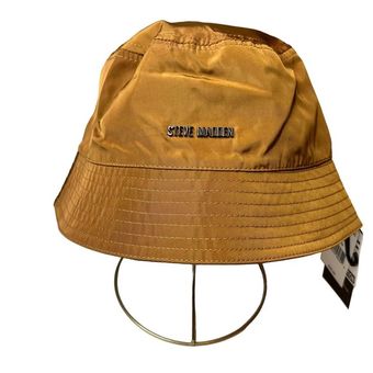 Steve Madden Satin Lined Nylon Bucket Hat Tan New - $19 New