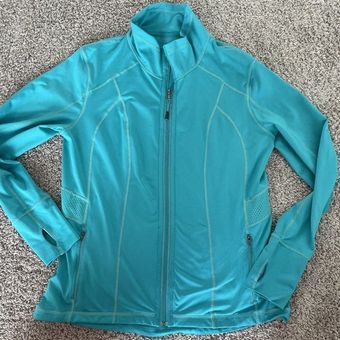 Tangerine Activewear Women's Large Blue Green Zip Up Jacket Thumb Inserts  Fitted - $24 - From T