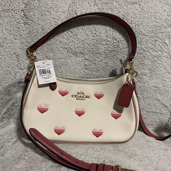 Coach Teri Shoulder Bag with Stripe Heart Print