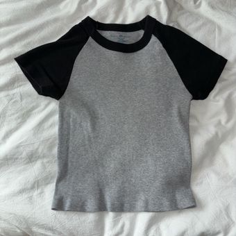 Brandy Melville Grey And Black Baby Tee Baseball Tee Size undefined - $17 -  From lusty