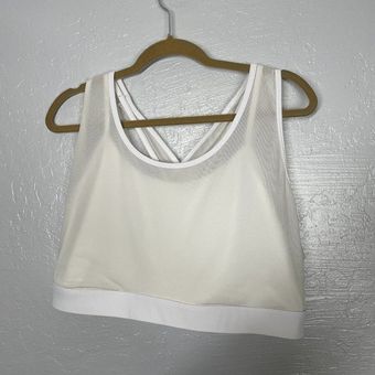 Fabletics Plus Size 3X White Faye High Impact Sports Bra Strappy