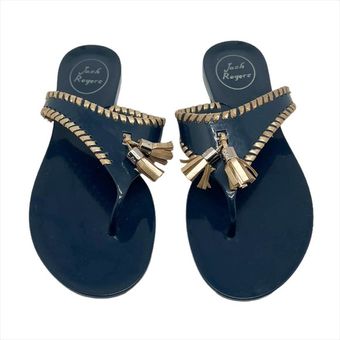 Jack Rogers Alana Jelly Sandals in Midnight Blue Gold Size 6