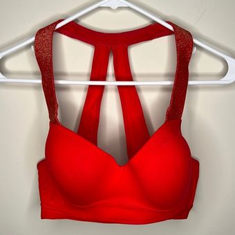 Victoria's Secret VSX sports bra 34C padded underwire red gold sparkle Size  undefined - $13 - From Britney