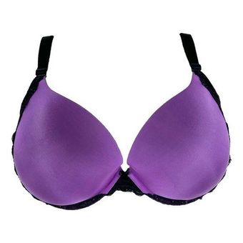 Torrid Plus Size 42DDD Bra Back Smoothing Push Up Plunge Purple Black Lace  1457 - $31 - From Bailey