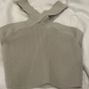 Aritzia babaton sculpt knit criss cross crop cropped tank top matte pearl  xs - $68 - From christina