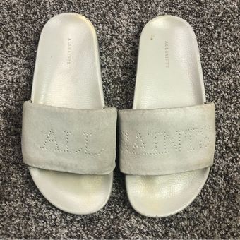 All Saints Women s Cream Suede Karli Sandal Slides Size EU38