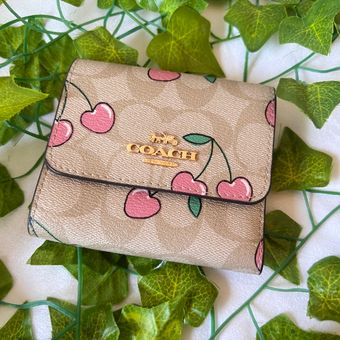 COACH®  Heart Wristlet In Signature Canvas With Heart Print