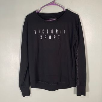 Victoria's Secret 𝅺 Sport Ruffle Pullover Sweatshirt Size XS Black