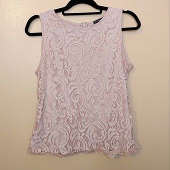 Adrianna Papell Size Medium M Light Pink Lace Blouse Top Career