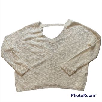 Open-knit v-neck sweater