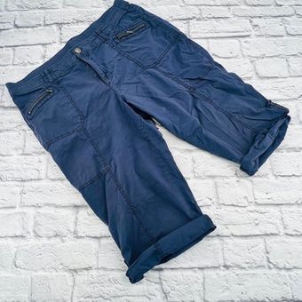 Chico's Cargo Capri Pants Women's Size 2.5/14 Blue High Rise Cuff Hem - $19  - From Kathleen