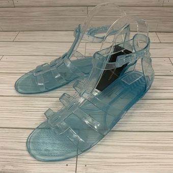 BCBGMAXAZRIA Light Blue Y2K Jelly Sandals Size 7 26 New