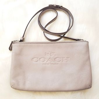 Coach Pebble Leather Lyla Double Gusset Crossbody Gray 30