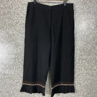 Hearts of Palm Black Linen Blend Plus Size Capri Pants - Size 16 -  Embroidered - $23 - From Angie