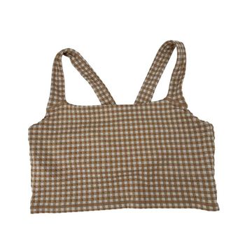 Aerie Offline by Cropped Tank with Built In Bra Gingham Stretch Womens Tan  XXL - $20 - From Madeline