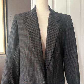 Houndstooth Blazer Jacket Vintage 90s Single Button Front Pockets